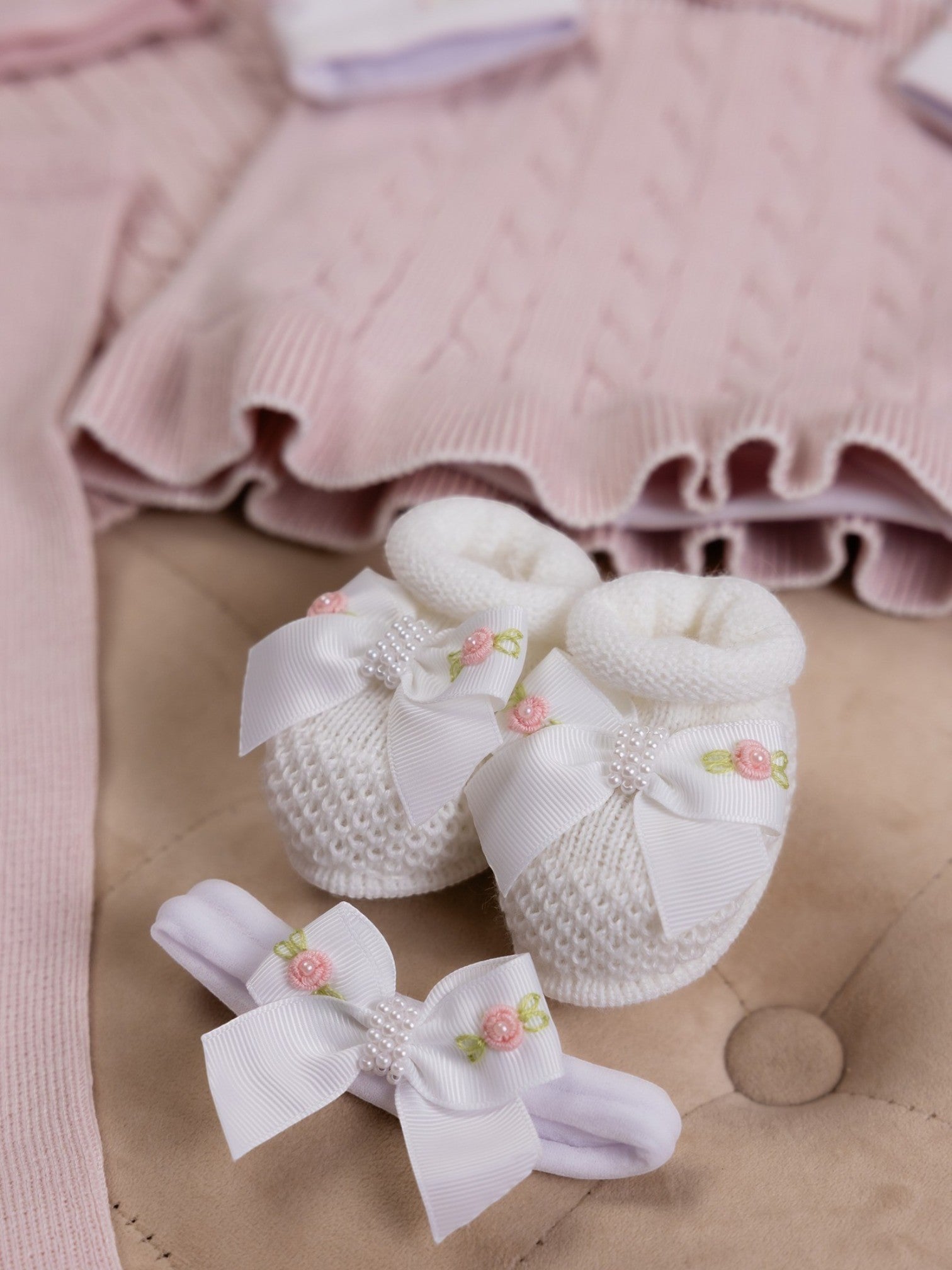 Set Scarpine e Fascetta Fiocco Rosa