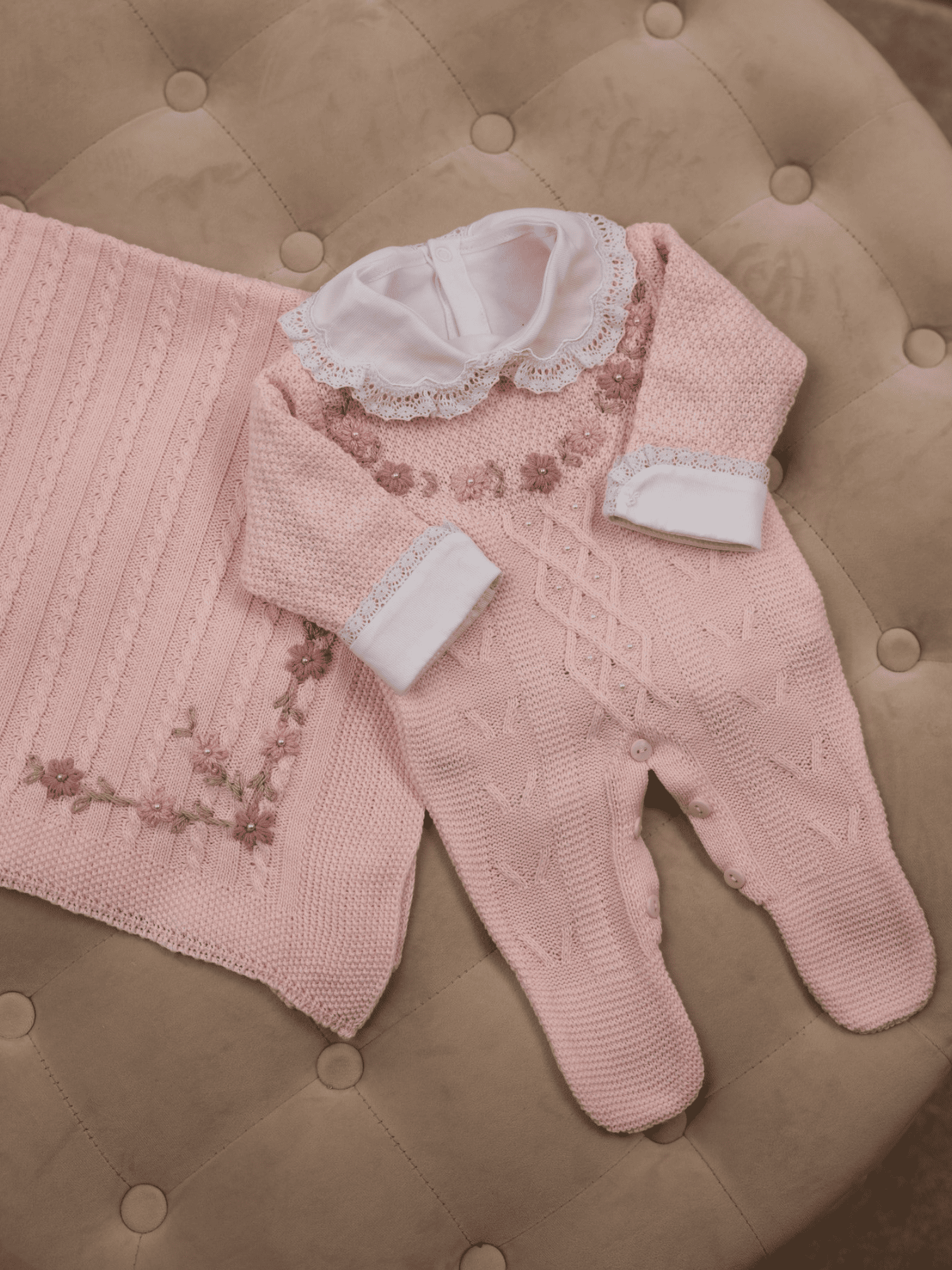Set nascita Florale Rosa 3 pezzi