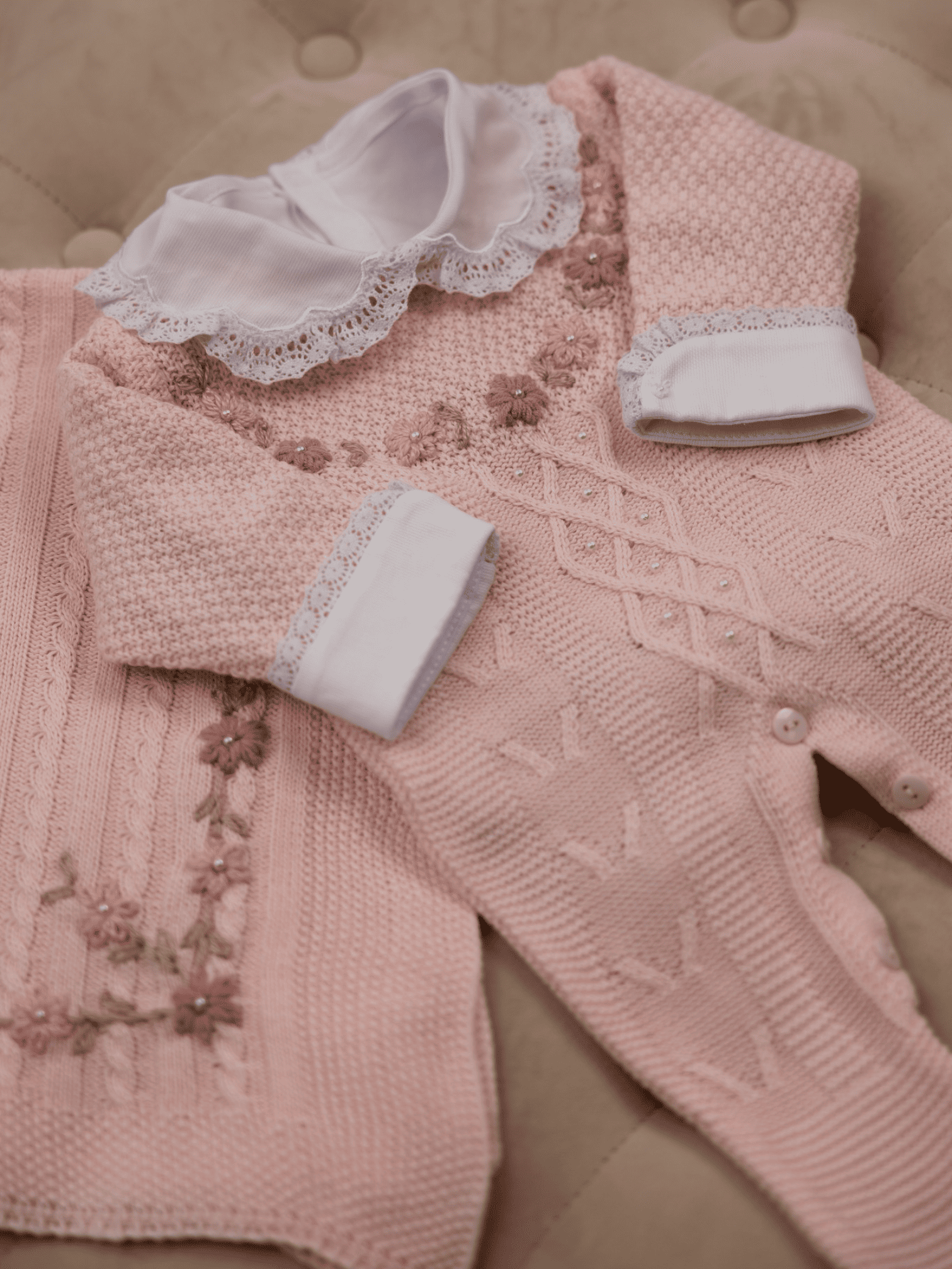 Set nascita Florale Rosa 3 pezzi