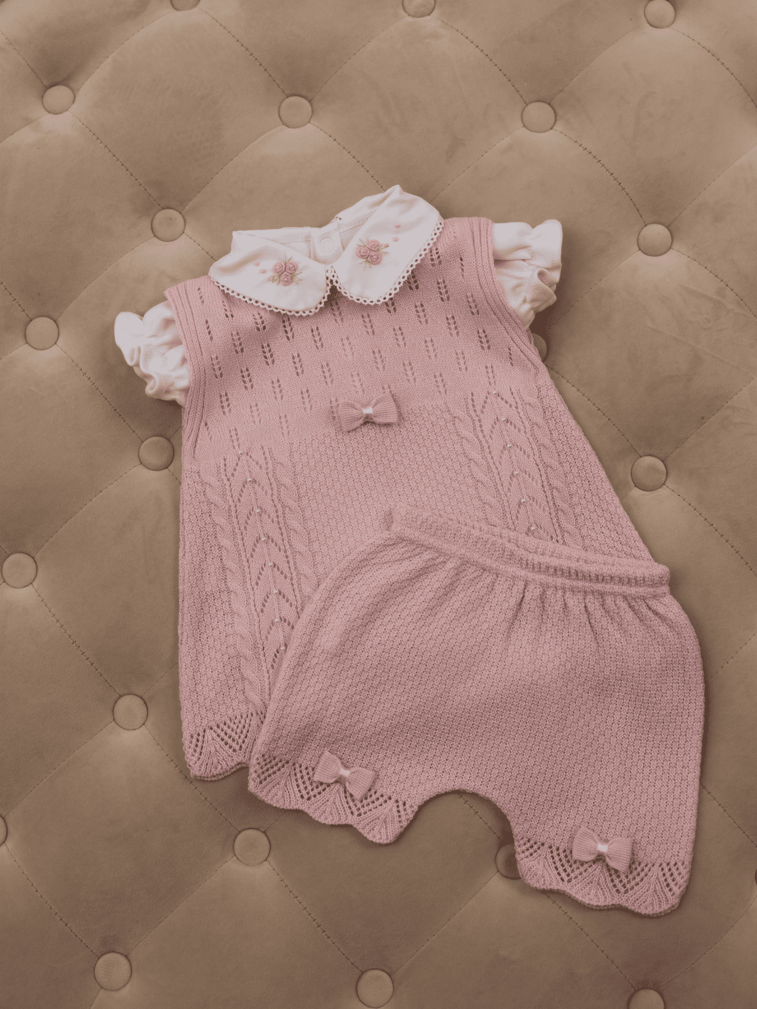 Vestitino Rosa Fiocchetto Primavera-Estate 3 pezzi