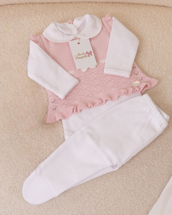 Completo Nascita in Cotone Egiziano – 3 Pezzi Rosa
