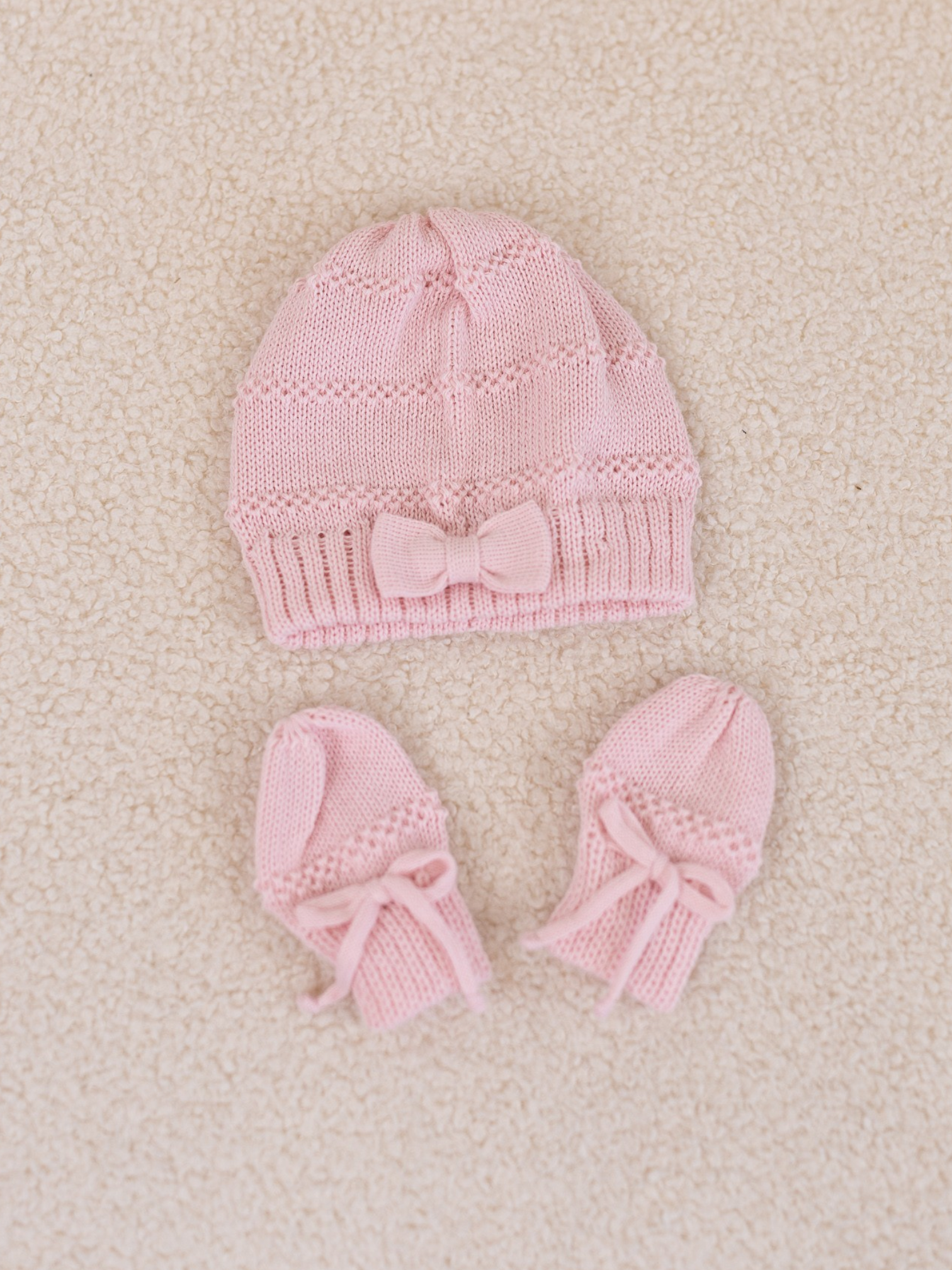 Set Cappellino e Guantini Rosa in Cotone