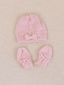 Set Cappellino e Guantini Rosa in Cotone
