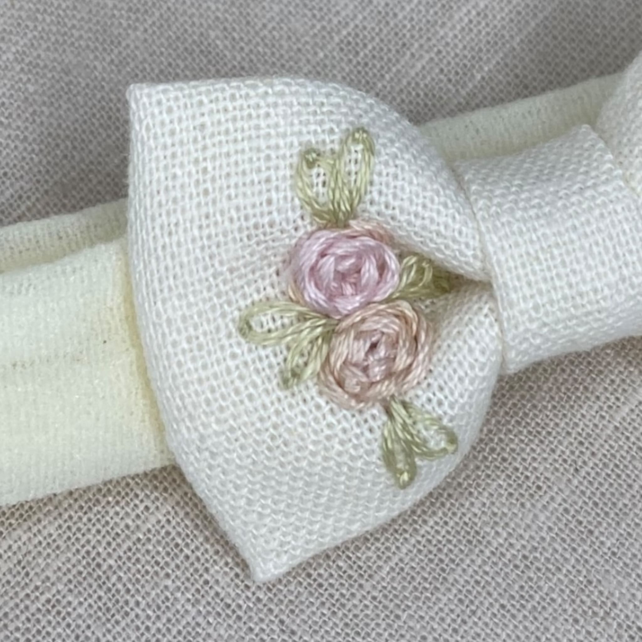 Cream Embroidered Headband