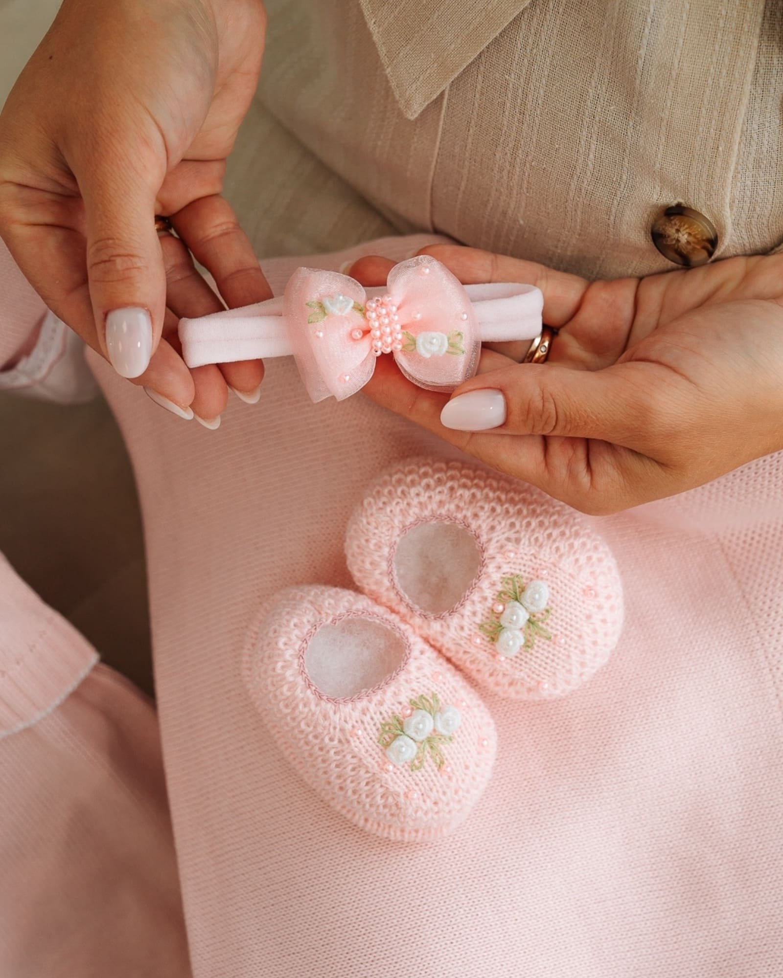Set fascetta + Scarpine Rosa Baby