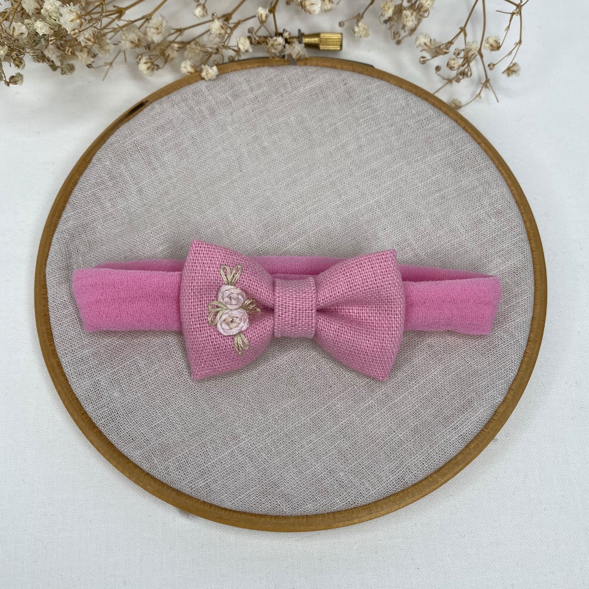 Pink Embroidered Headband